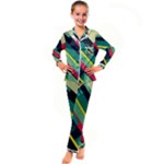 Abstract Geometric Design Pattern Kids  Satin Long Sleeve Pajamas Set
