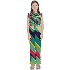 Kids  Sleeveless Ruffle Edge Band Collar Chiffon One Piece 
