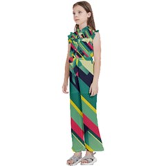 Kids  Sleeveless Ruffle Edge Band Collar Chiffon One Piece 