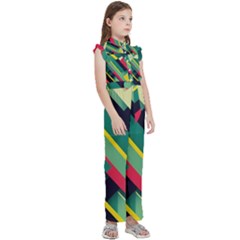 Kids  Sleeveless Ruffle Edge Band Collar Chiffon One Piece 