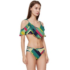 Ruffle Edge Tie Up Bikini Set	 