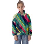 Abstract Geometric Design Pattern Kids  Half Zip Hoodie