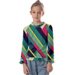 Abstract Geometric Design Pattern Kids  Frill Detail T-Shirt