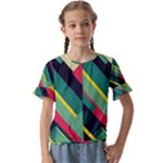 Abstract Geometric Design Pattern Kids  Cuff Sleeve Scrunch Bottom T-Shirt