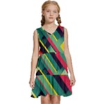 Abstract Geometric Design Pattern Kids  Sleeveless Tiered Mini Dress