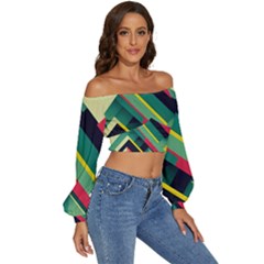 Long Sleeve Crinkled Weave Crop Top 