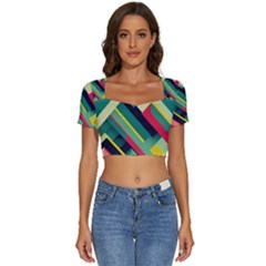 Short Sleeve Square Neckline Crop Top  