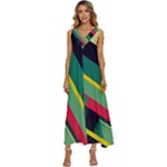Abstract Geometric Design Pattern V-Neck Sleeveless Loose Fit Overalls