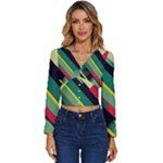 Abstract Geometric Design Pattern Long Sleeve V-Neck Top