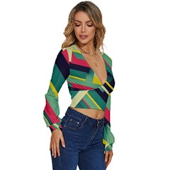Long Sleeve Deep-V Velour Top 