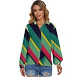Abstract Geometric Design Pattern Women s Long Sleeve Button Up Shirt
