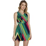 Abstract Geometric Design Pattern Sleeveless High Waist Mini Dress