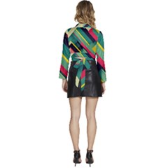 Long Sleeve Tie Back Satin Wrap Top 