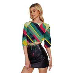 Mid Sleeve Drawstring Hem Top 