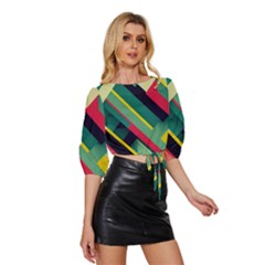Mid Sleeve Drawstring Hem Top 