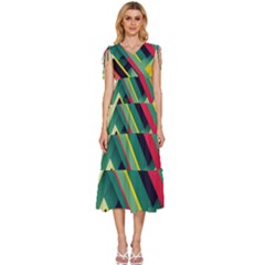 V-Neck Drawstring Shoulder Sleeveless Maxi Dress 