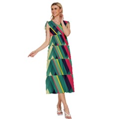 V-Neck Drawstring Shoulder Sleeveless Maxi Dress 
