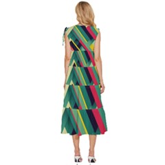V-Neck Drawstring Shoulder Sleeveless Maxi Dress 