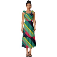 Tie-Strap Tiered Midi Chiffon Dress 