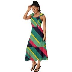 Tie-Strap Tiered Midi Chiffon Dress 