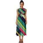 Abstract Geometric Design Pattern Sleeveless Round Neck Midi Dress