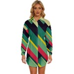 Abstract Geometric Design Pattern Womens Long Sleeve Shirt Dress
