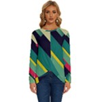 Abstract Geometric Design Pattern Long Sleeve Crew Neck Pullover Top