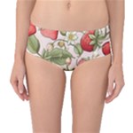 Strawberry Fruit Mid-Waist Bikini Bottoms