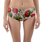 Strawberry Fruit Reversible Mid-Waist Bikini Bottoms