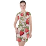 Strawberry Fruit Drawstring Hooded Dress