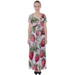 Strawberry Fruit High Waist Short Sleeve Maxi Dress