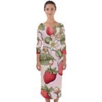 Strawberry Fruit Quarter Sleeve Midi Bodycon Dress
