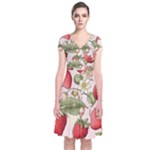 Strawberry Fruit Short Sleeve Front Wrap Dress