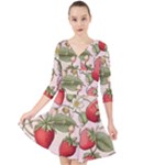 Strawberry Fruit Quarter Sleeve Front Wrap Dress