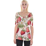 Strawberry Fruit Wide Neckline T-Shirt