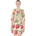 Strawberry Fruit Quarter Sleeve Pocket Dress