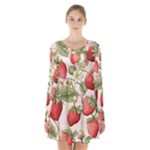 Strawberry Fruit Long Sleeve Velvet V-neck Dress