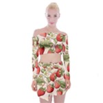 Strawberry Fruit Off Shoulder Top with Mini Skirt Set