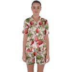 Strawberry Fruit Satin Short Sleeve Pajamas Set