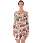 Strawberry Fruit Off Shoulder Top with Skirt Set