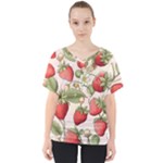 Strawberry Fruit V-Neck Dolman Drape Top