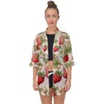 Strawberry Fruit Open Front Chiffon Kimono
