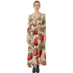 Strawberry Fruit Button Up Boho Maxi Dress