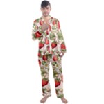 Strawberry Fruit Men s Long Sleeve Satin Pajamas Set