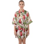 Strawberry Fruit Half Sleeve Satin Kimono 