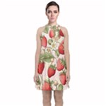 Strawberry Fruit Velvet Halter Neckline Dress 