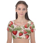 Strawberry Fruit Velvet Short Sleeve Crop Top 