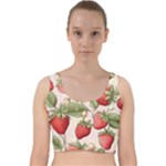 Strawberry Fruit Velvet Racer Back Crop Top