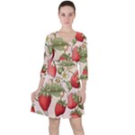 Strawberry Fruit Quarter Sleeve Ruffle Waist Dress
