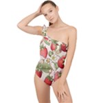 Strawberry Fruit Frilly One Shoulder Swimsuit